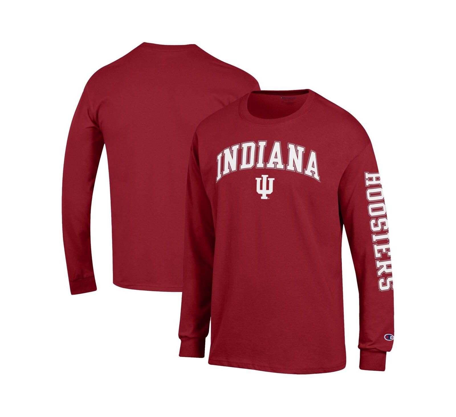 Champion Men's Crimson Indiana Hoosiers Arch Over Logo 2-Hit Long Sleeve T-Shirt