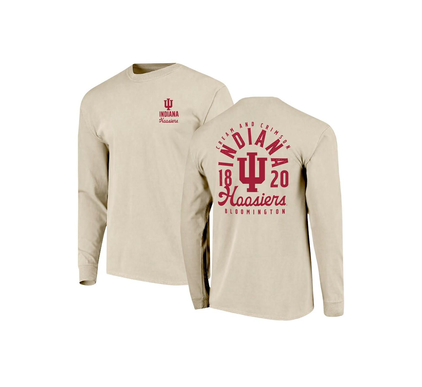 Мужская футболка Image One Natural Indiana Hoosiers Comfort Colors Mascot Overlay Long Sleeve