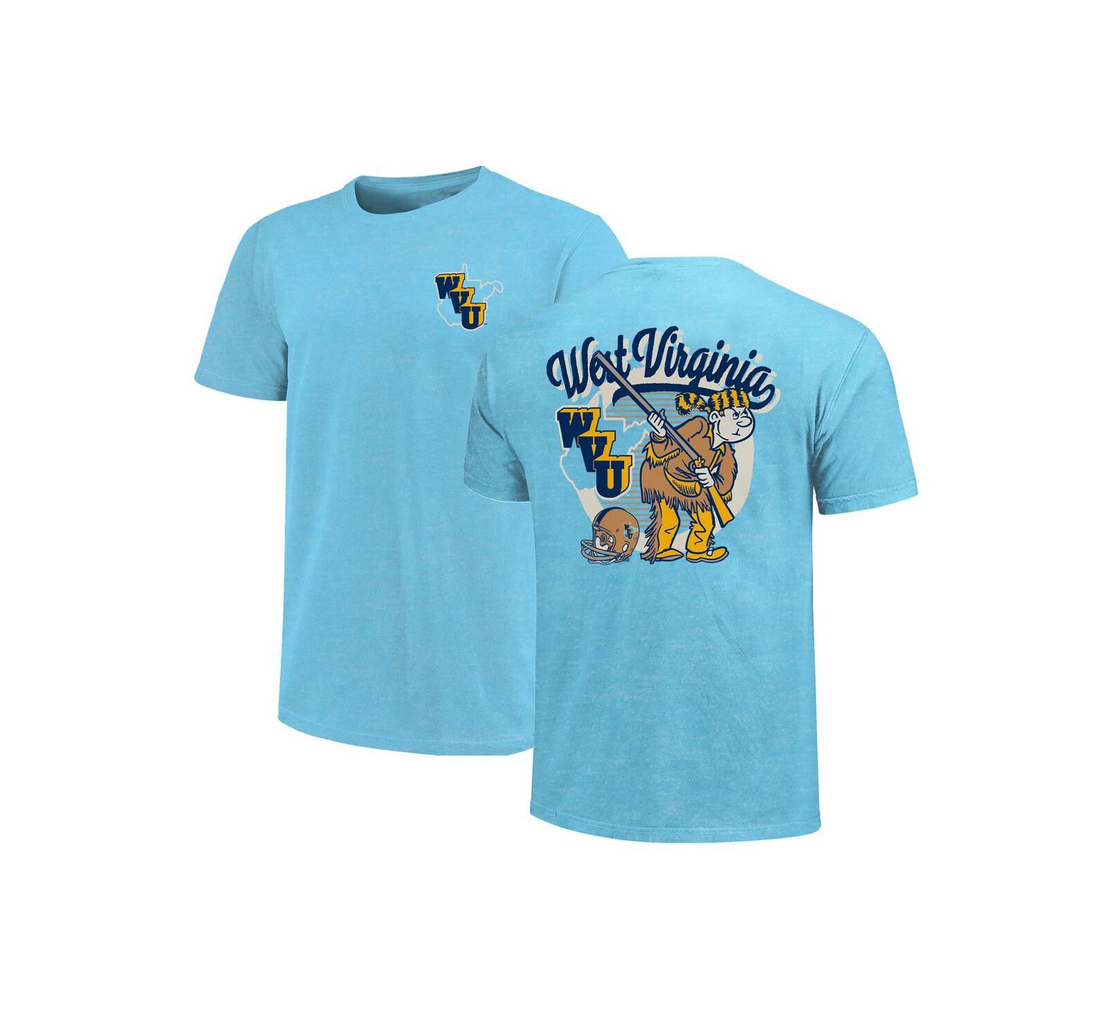 Image One Men's Light Blue West Virginia Mountaineers Throwback Retro Badge Script T-Shirt