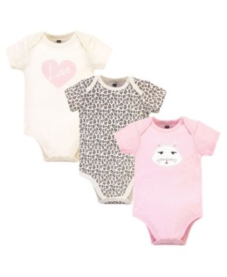 Hudson Baby Baby Girls Hudson Soft Everyday Cotton Bodysuits 3-Pack