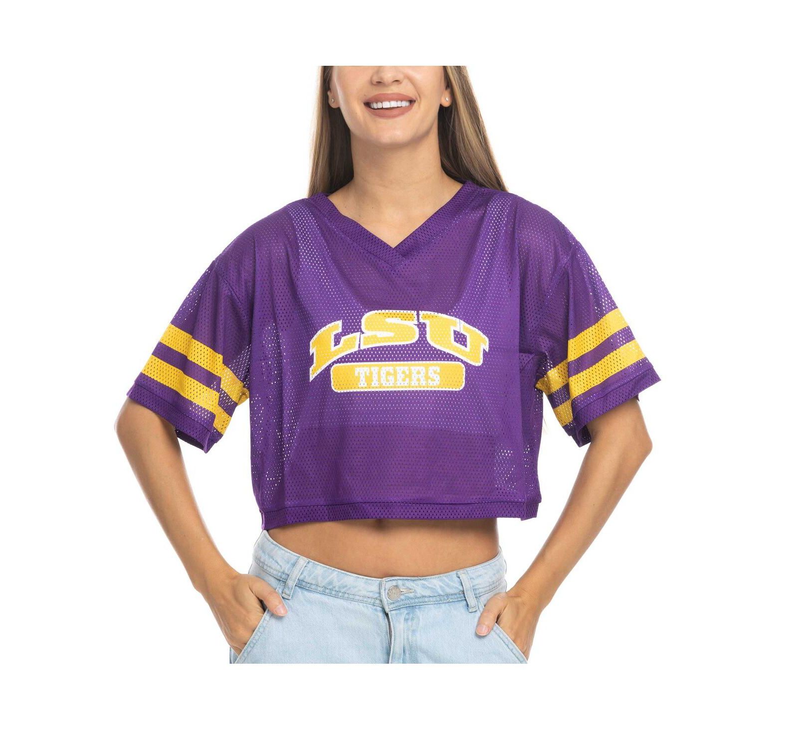 Женская укороченная футболка ZooZatz Purple LSU Tigers Mesh V-Neck