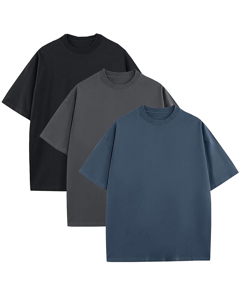 Blu Rock Men's Oversized Crewneck T-Shirt, 3-Pack