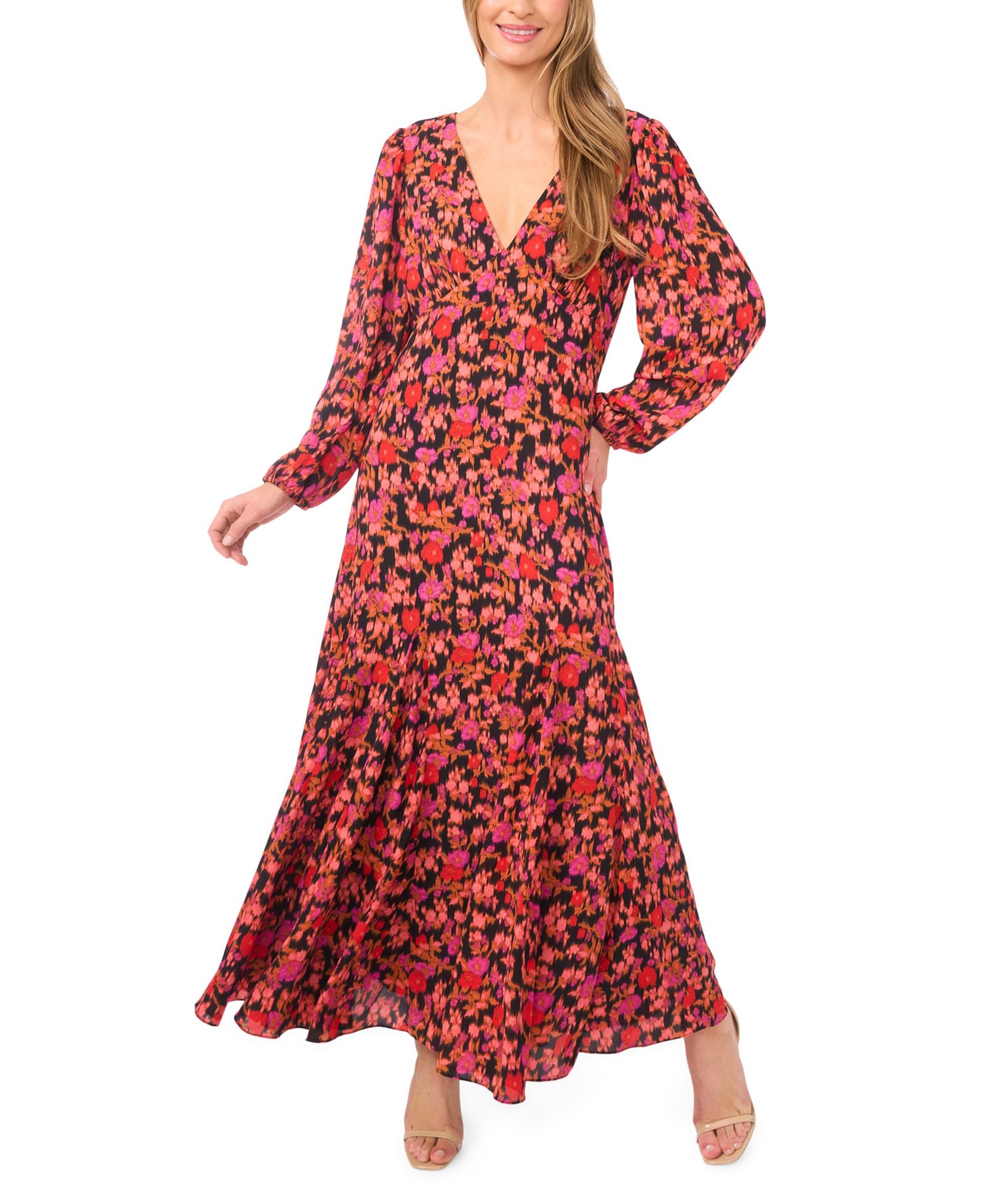 Платье макси CeCe Women's V-Neck Balloon Sleeve