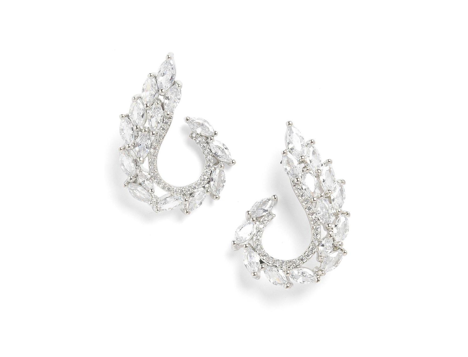 SOHI Women's Silver Embellished Cluster Drop Earrings