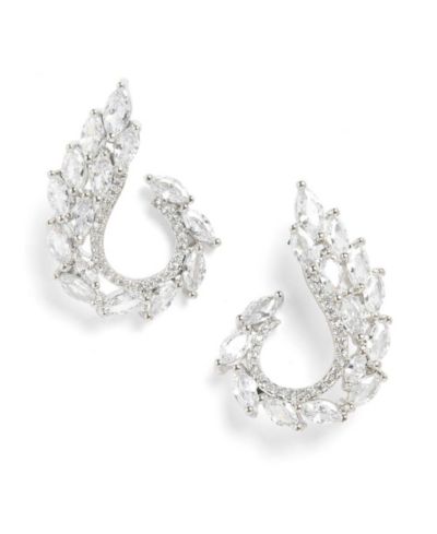 SOHI Women's Silver Embellished Cluster Drop Earrings