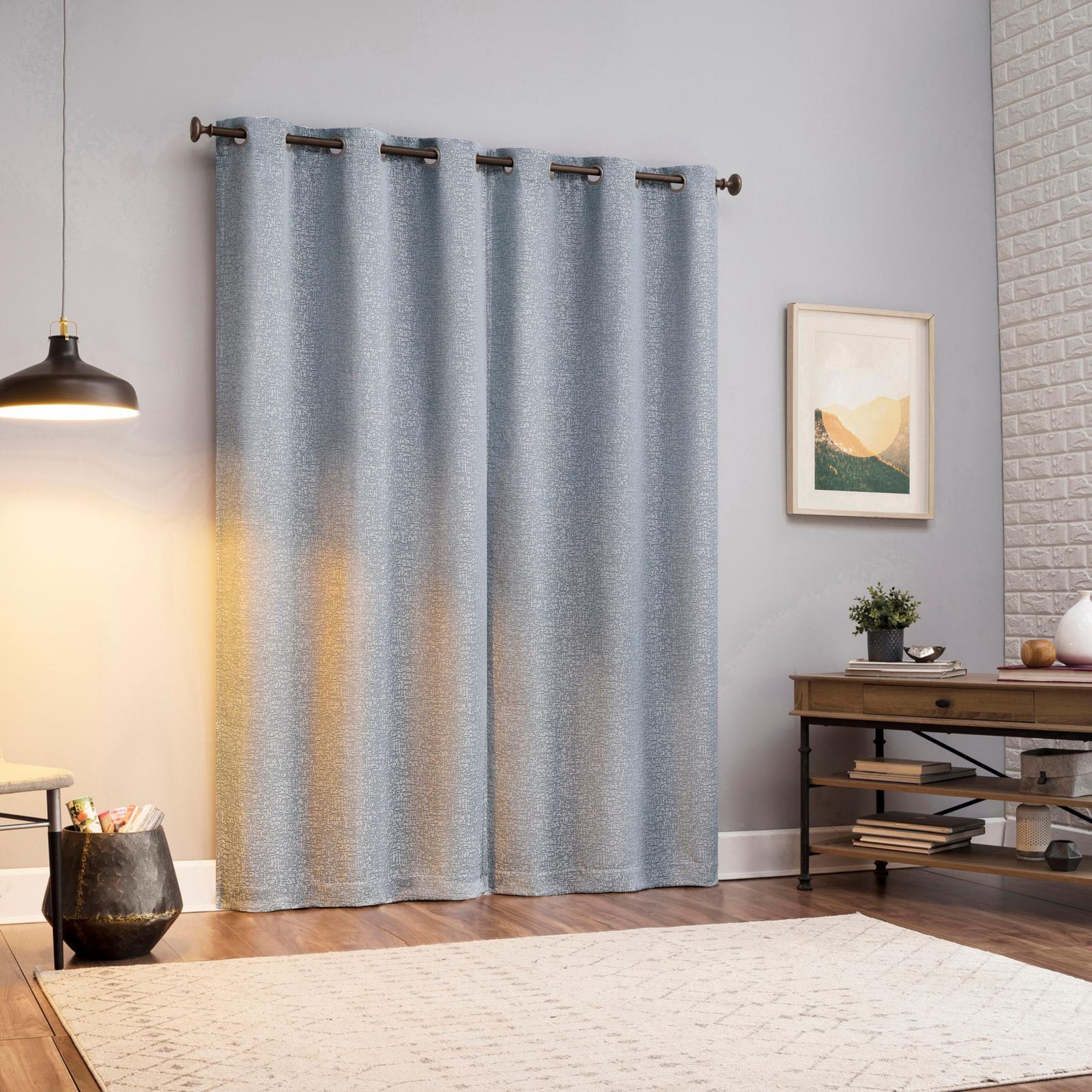 Sun Zero Servana Abstract Magnetic Closure 100% Blackout Grommet Curtain Panel Pair