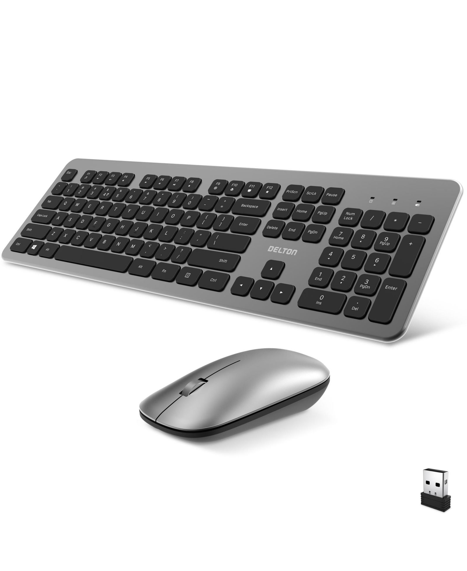 Delton K100 Wireless Ergonomic Quiet Keyboard and Mouse, 2-Piece Set for Windows, macOS, Linux, and Chrome OS
