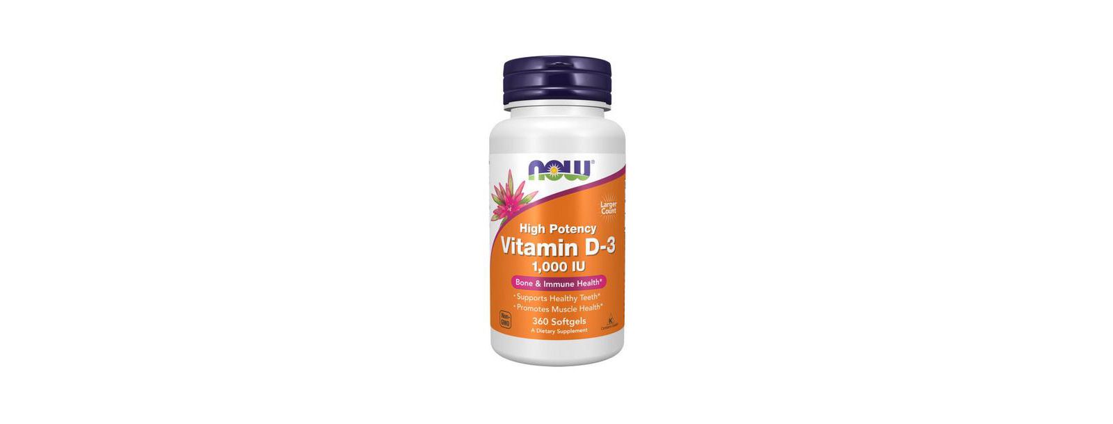NOW Foods Vitamin D-3, 1,000 IU, 360 мягких капсул