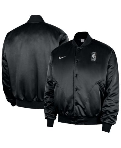 Nike Men's Black NBA Authentic Lenticular Woven Satin Full-Snap Therma-FIT Jacket