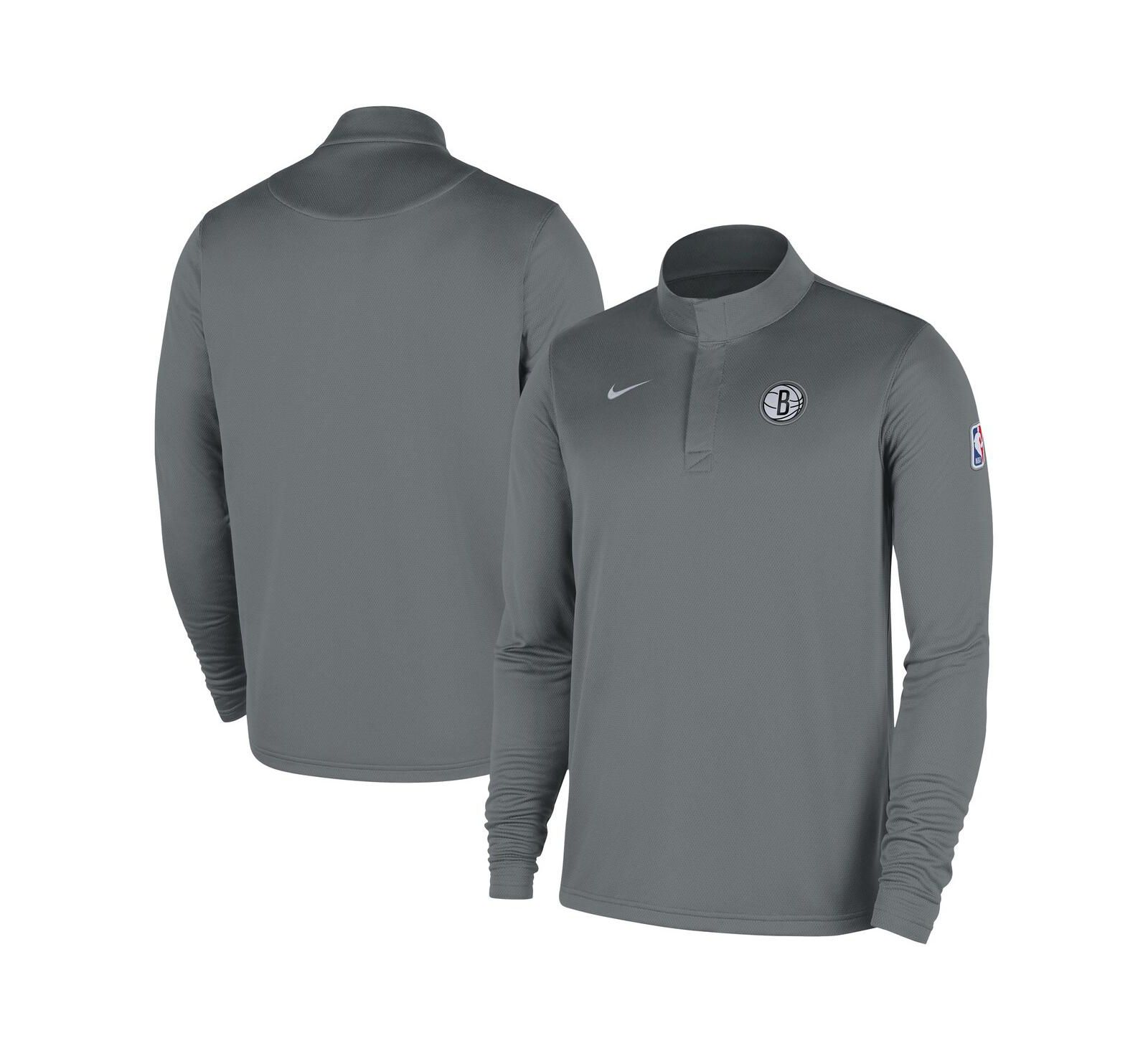 Nike Men's Gray Brooklyn Nets 2025/26 Authentic Coaches Quarter-Zip Dri-Fit Sweatshirt