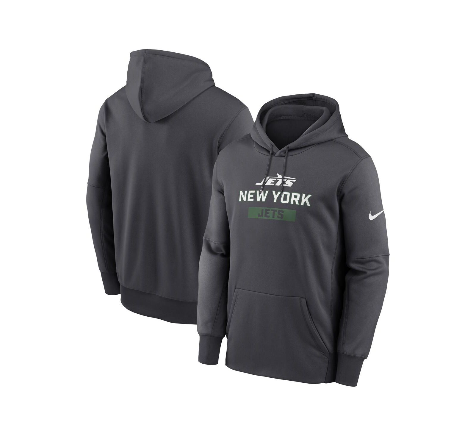 Nike Men's Anthracite New York Jets Toss Sweep Performance Pullover Hoodie