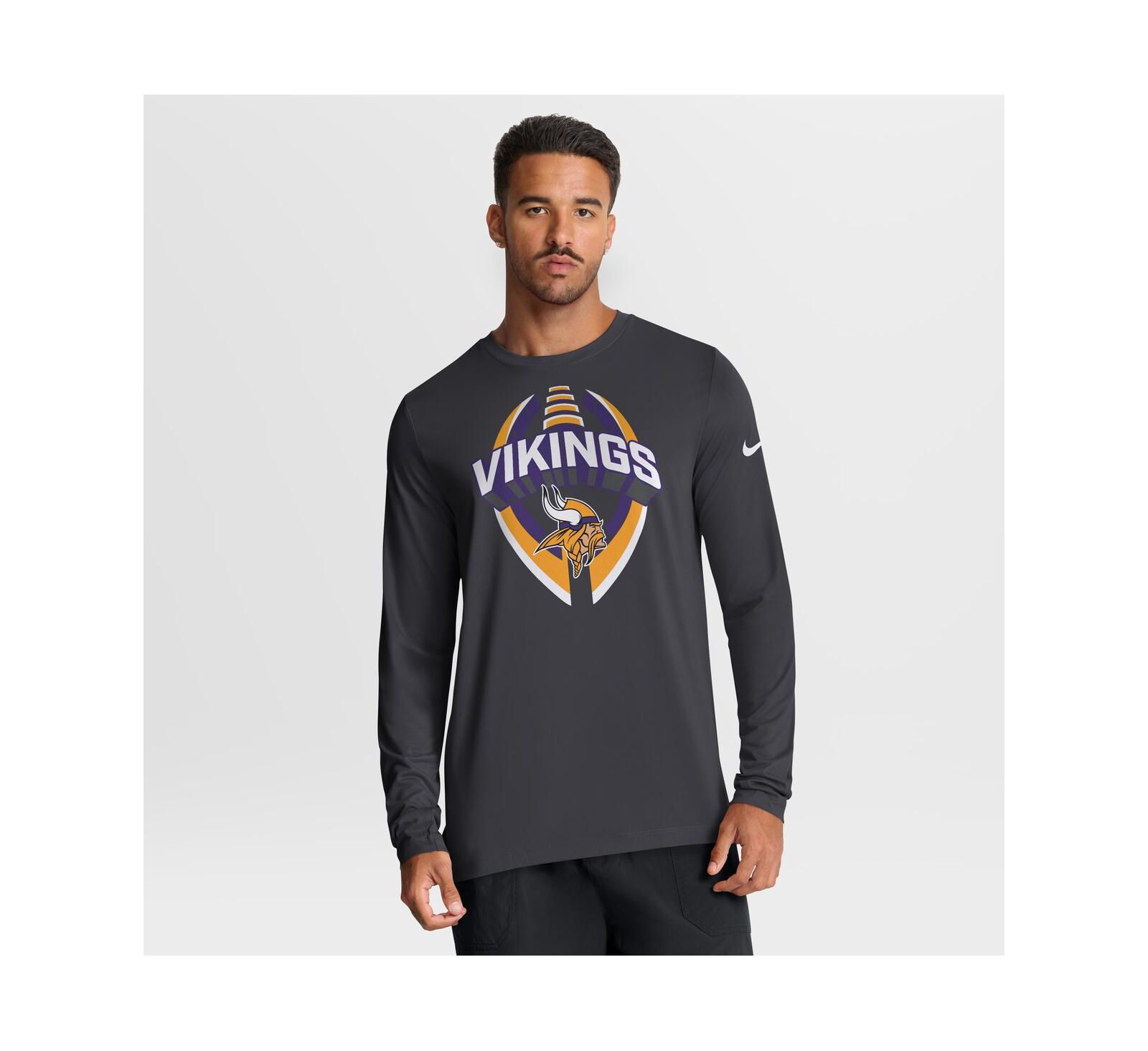 Nike Men's Anthracite Minnesota Vikings Primetime Legend Icon Performance Long Sleeve T-Shirt