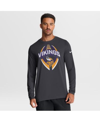 Nike Men's Anthracite Minnesota Vikings Primetime Legend Icon Performance Long Sleeve T-Shirt