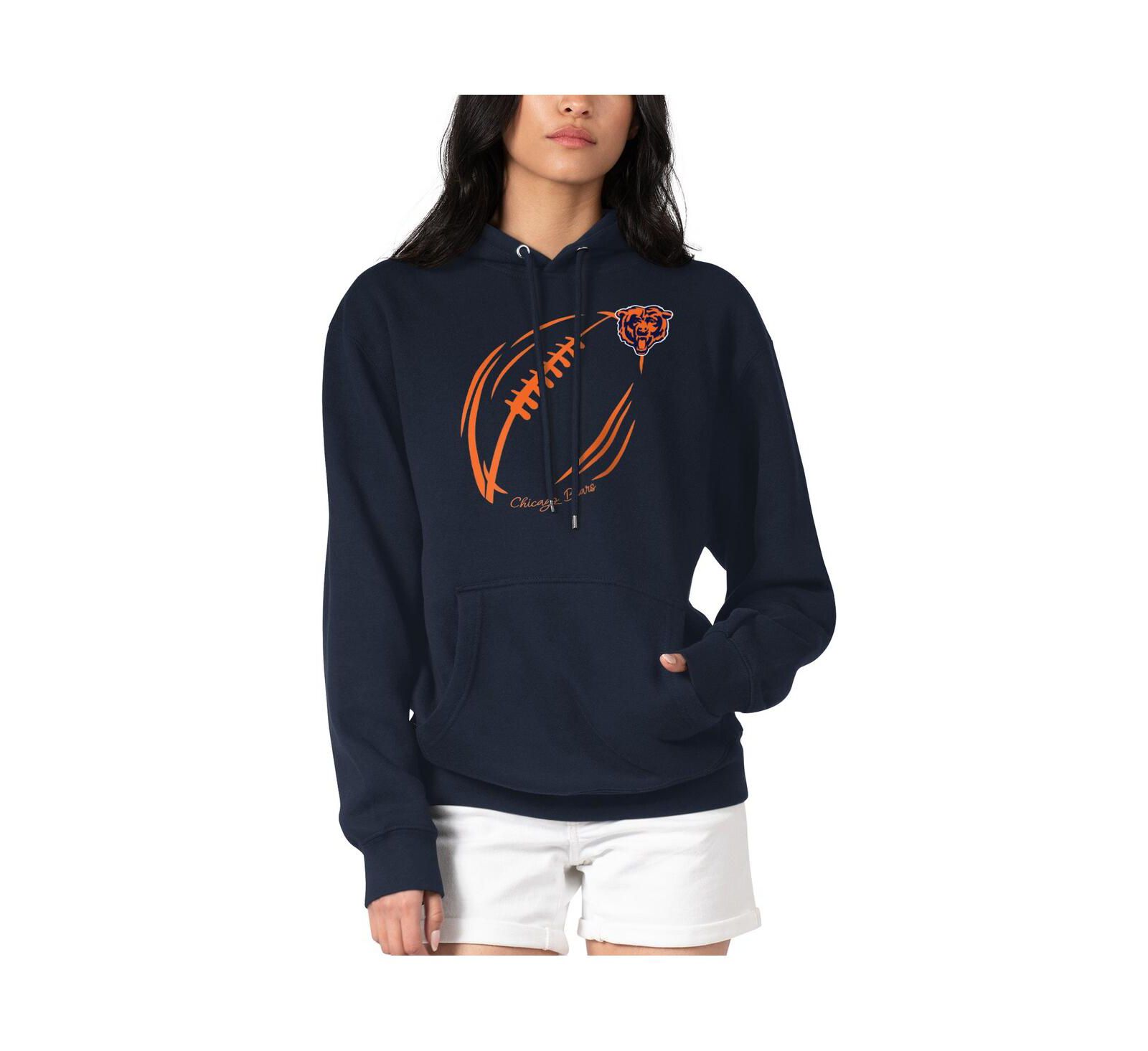 Женское худи G-III 4Her by Carl Banks Navy Chicago Bears Football Logo Fleece Tri-Blend Pullover