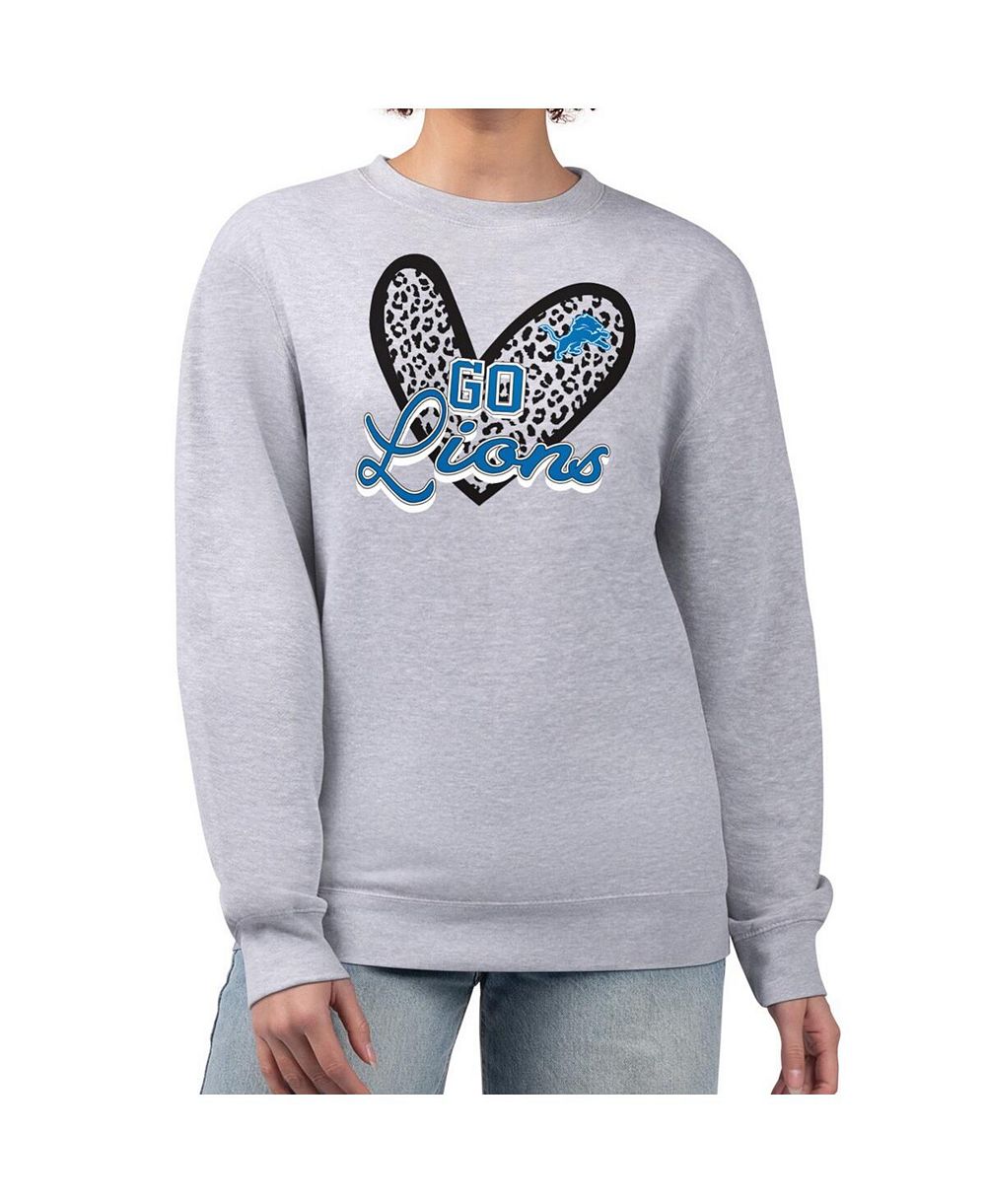 Женское свитшот G-III 4Her by Carl Banks Detroit Lions Leopard Heart, серая меланж