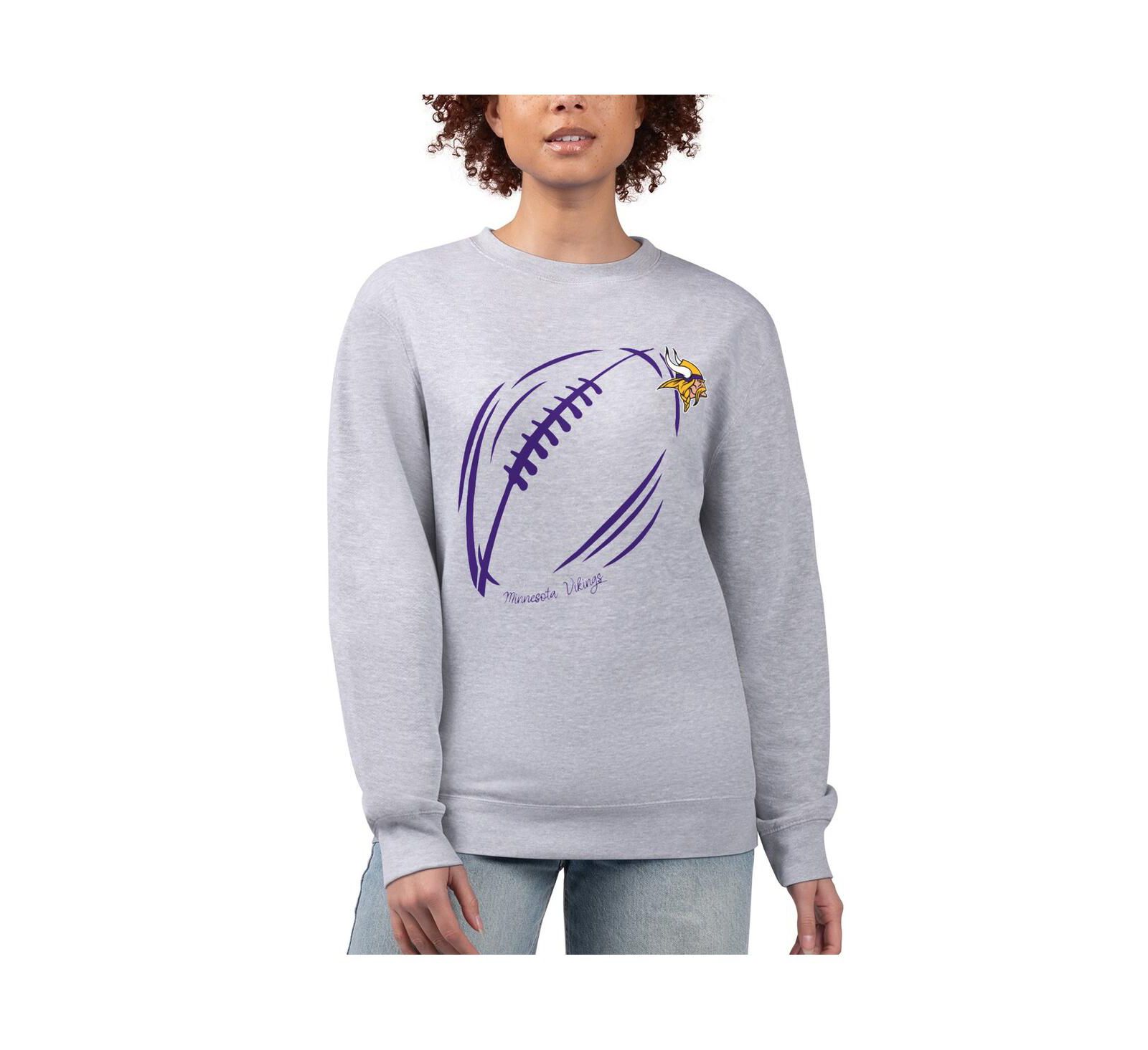 G-III 4Her by Carl Banks Женская толстовка Heather Gray Minnesota Vikings Football Logo Graphic Fleece Tri-Blend Pullover