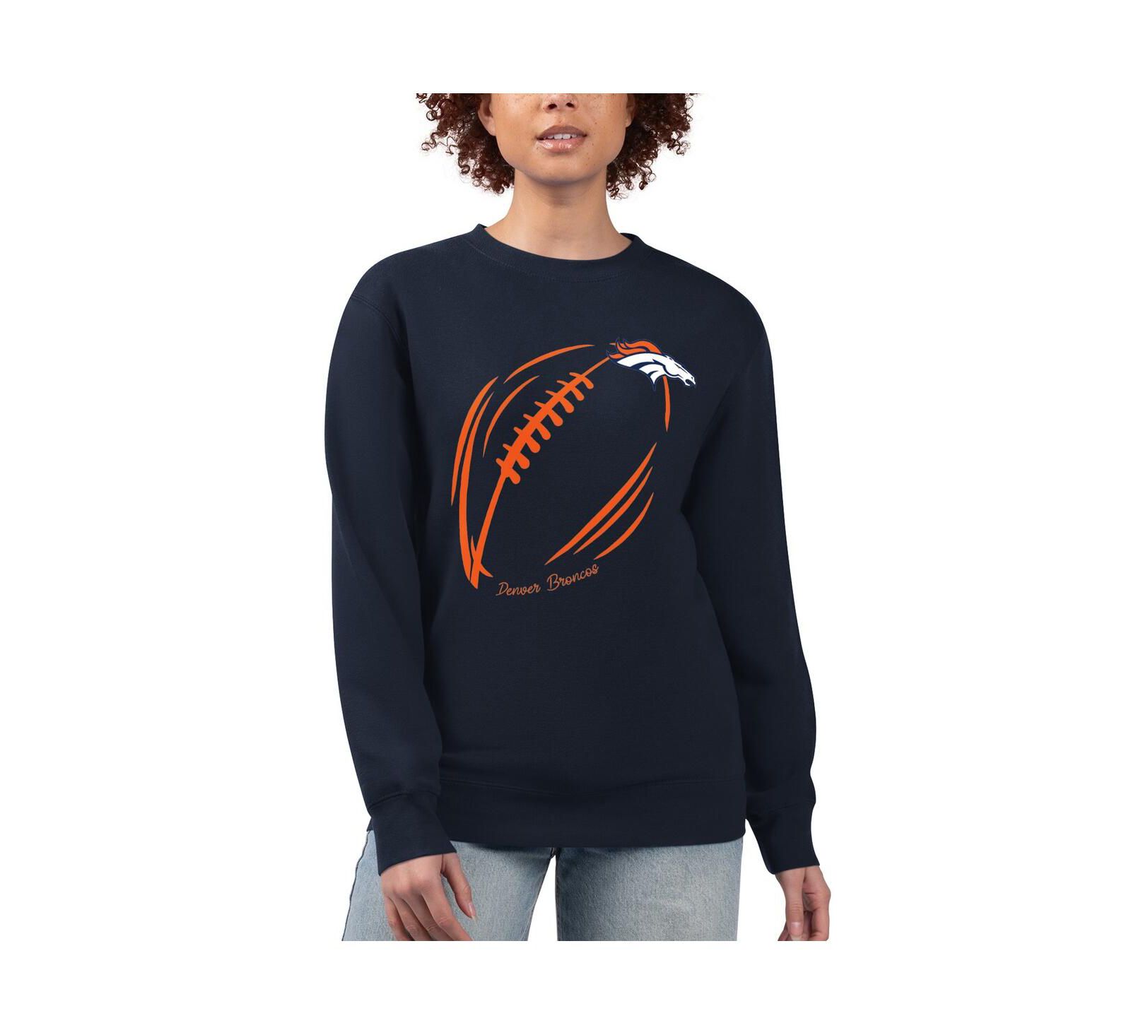 G-III 4Her by Carl Banks Женское свитшот Denver Broncos Football Logo Graphic Fleece Tri-Blend Pullover, темно-синий