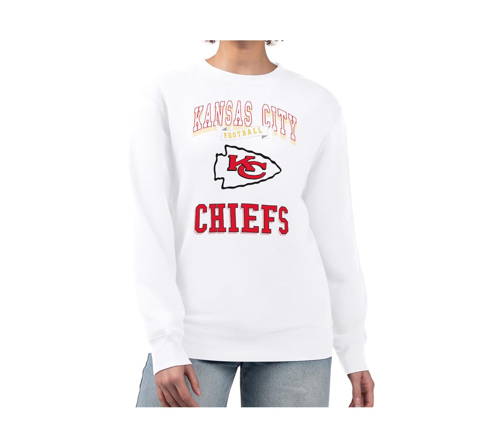 G-III 4Her by Carl Banks Women's White Kansas City Chiefs Team Logo Graphic Tri-Blend Pullover Sweatshirt
