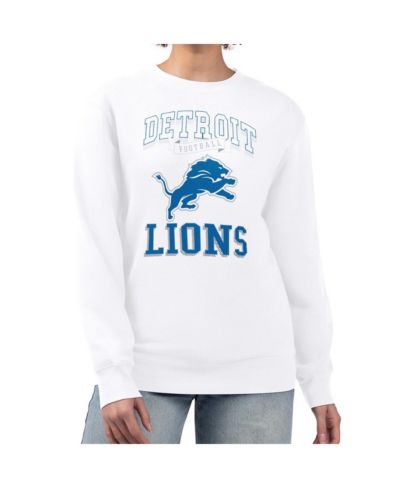 G-III 4Her by Carl Banks Women's White Detroit Lions Team Logo Graphic Tri-Blend Pullover Sweatshirt