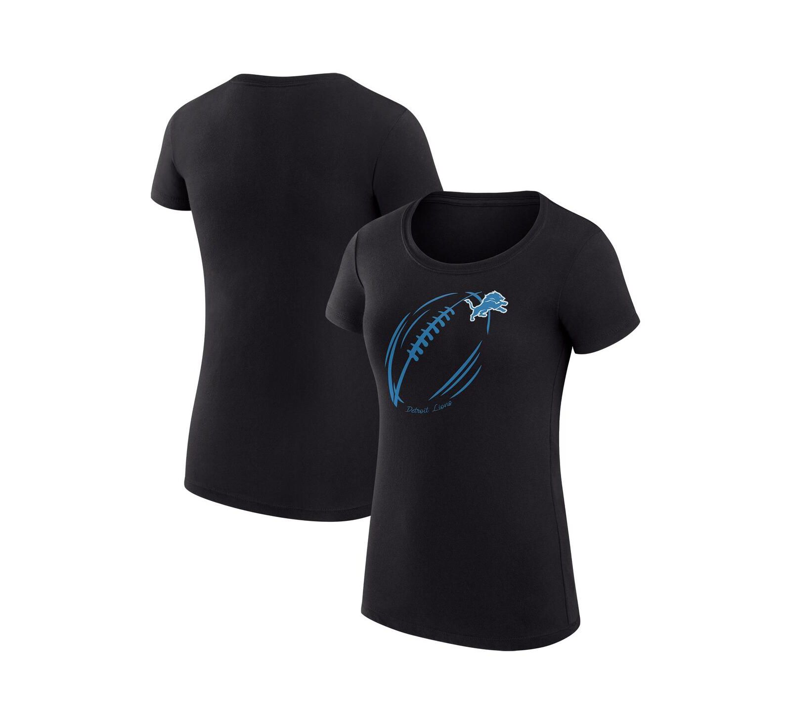 G-III 4Her by Carl Banks Women's Black Detroit Lions Super-Slim Fit Lightweight Subtle Football T-Shirt