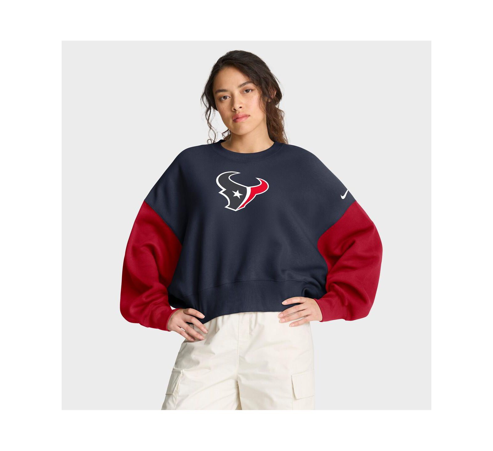 Женская оверсайз толстовка Nike Houston Texans, темно-синяя, с цветовыми блоками