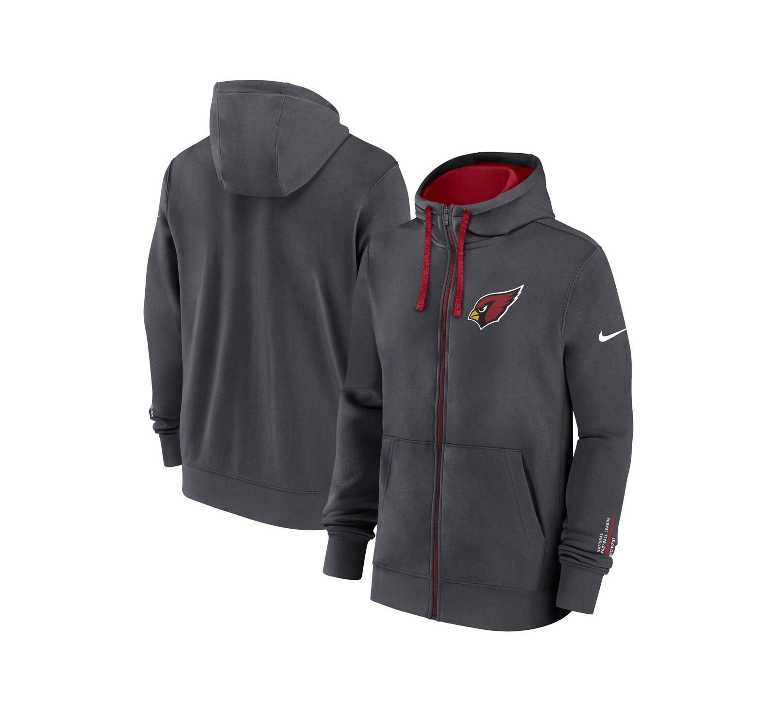 Мужское худи Nike Anthracite Arizona Cardinals Primetime Club Full-Zip
