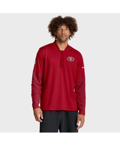 Nike Men's Scarlet San Francisco 49ers Sideline Dri-FIT Half-Zip Pullover Hoodie
