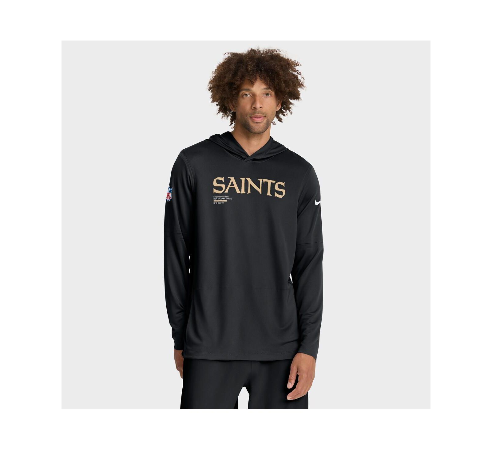 Nike Мужская футболка-худи Nike Black New Orleans Saints Sideline Pure Fury Dri-FIT с длинным рукавом