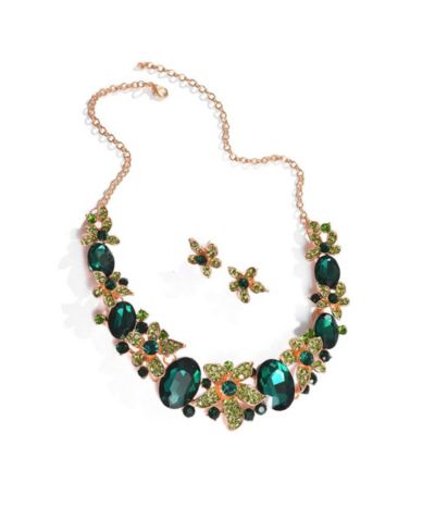 SOHI Green Flora Jewelry Set 2-Piece Set