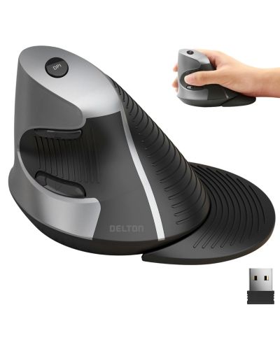 Delton S22 Ergonomic Vertical Wireless Mouse [Compatible] with Windows, macOS, and iOS
