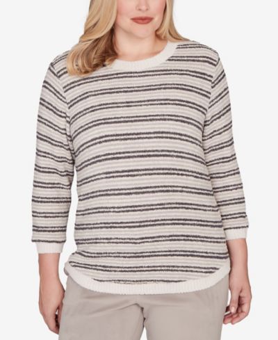 Alfred Dunner Calm Luxe Eyelash Striped Knit Top