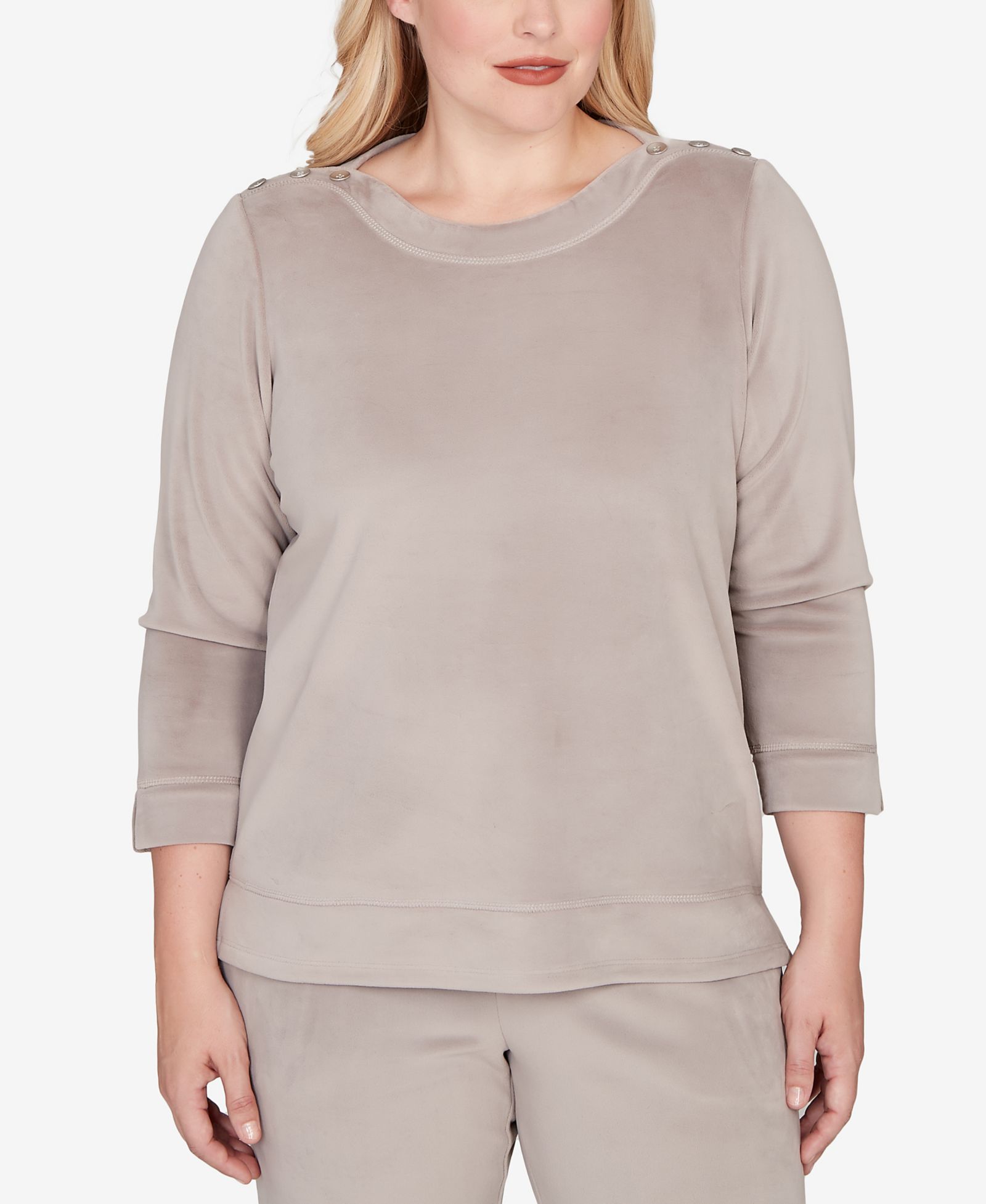 Alfred Dunner Calm Luxe топ с пуговицами на плече