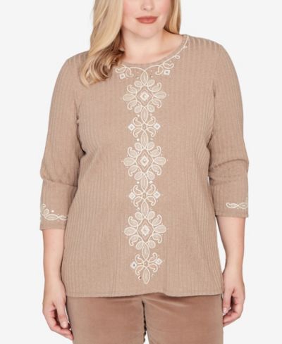 Вязаный топ Alfred Dunner Vienna Embroidered Medallion Center