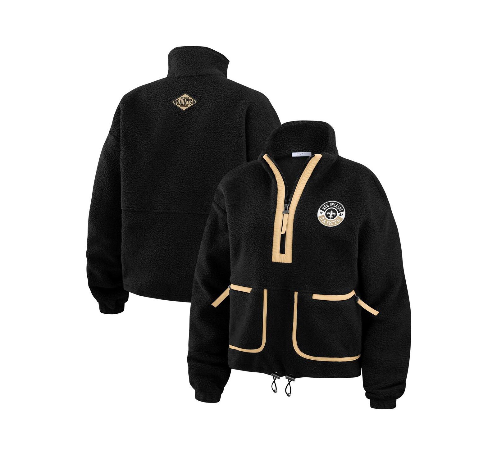 Женская куртка WEAR by Erin Andrews Black New Orleans Saints Polar Fleece Half-Zip