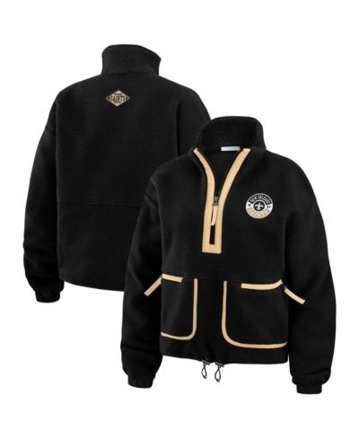 WEAR by Erin Andrews Women's Black New Orleans Saints Polar Fleece Half-Zip Jacket