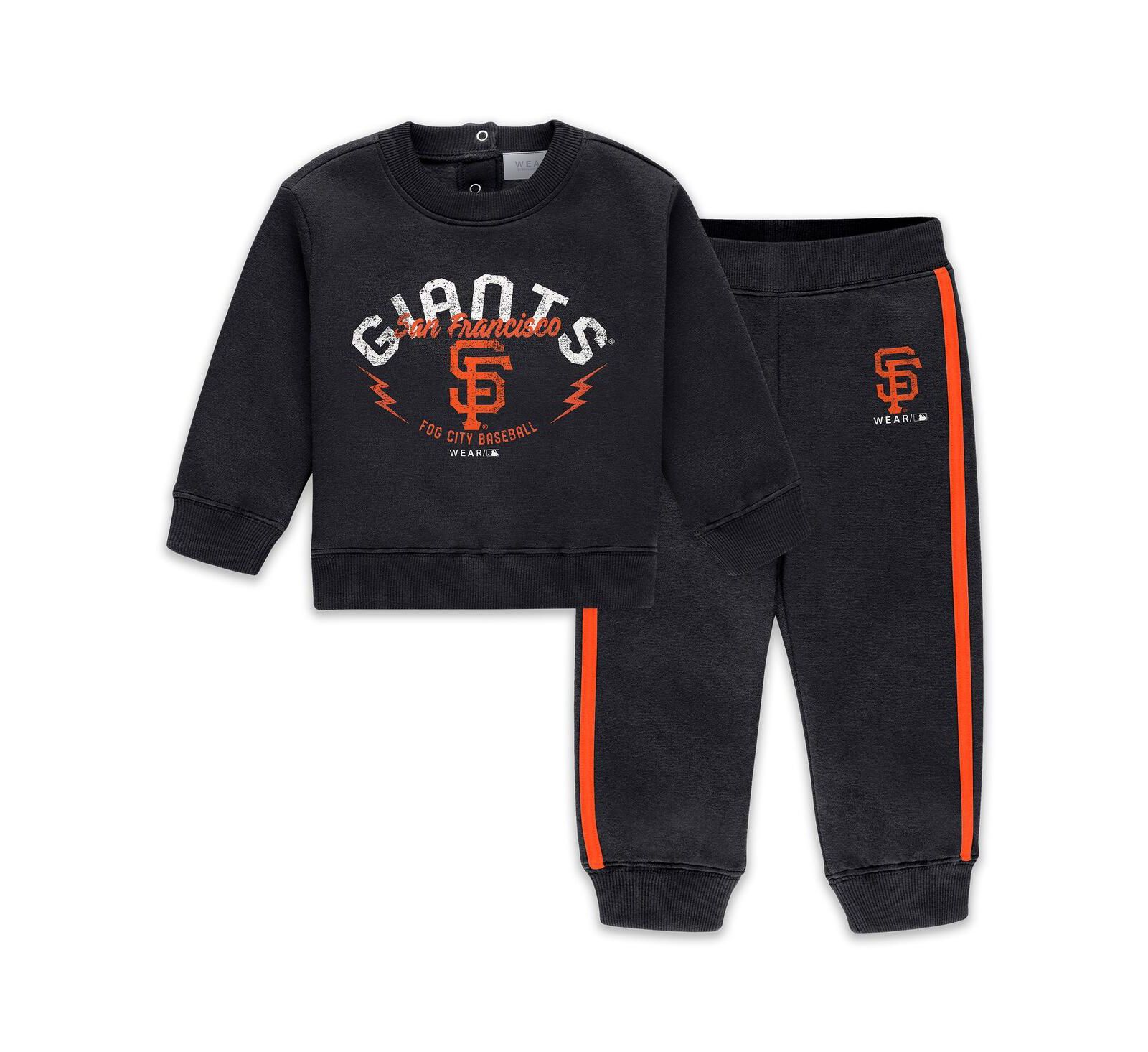 WEAR by Erin Andrews Newborn 2-Piece Black San Francisco Giants Fleece Crewneck and Pants Set