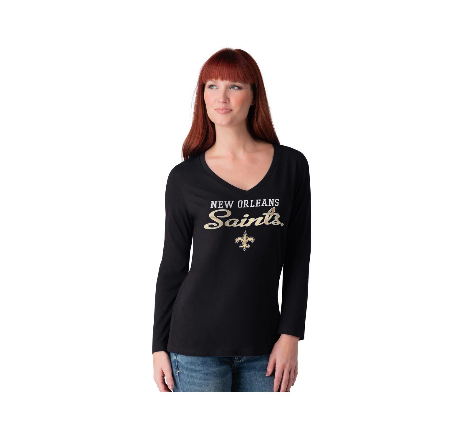 Футболка G-III 4Her by Carl Banks Женская Black New Orleans Saints Post Season Long Sleeve V-Neck