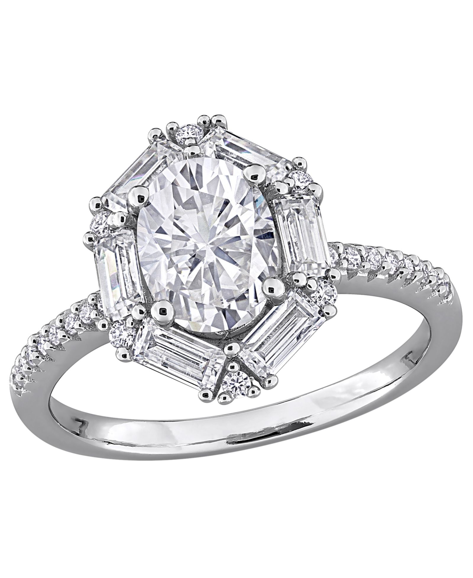 Macy's Moissanite (2-1/4 ct. t.w.) Multi-Cluster Ring in Sterling Silver