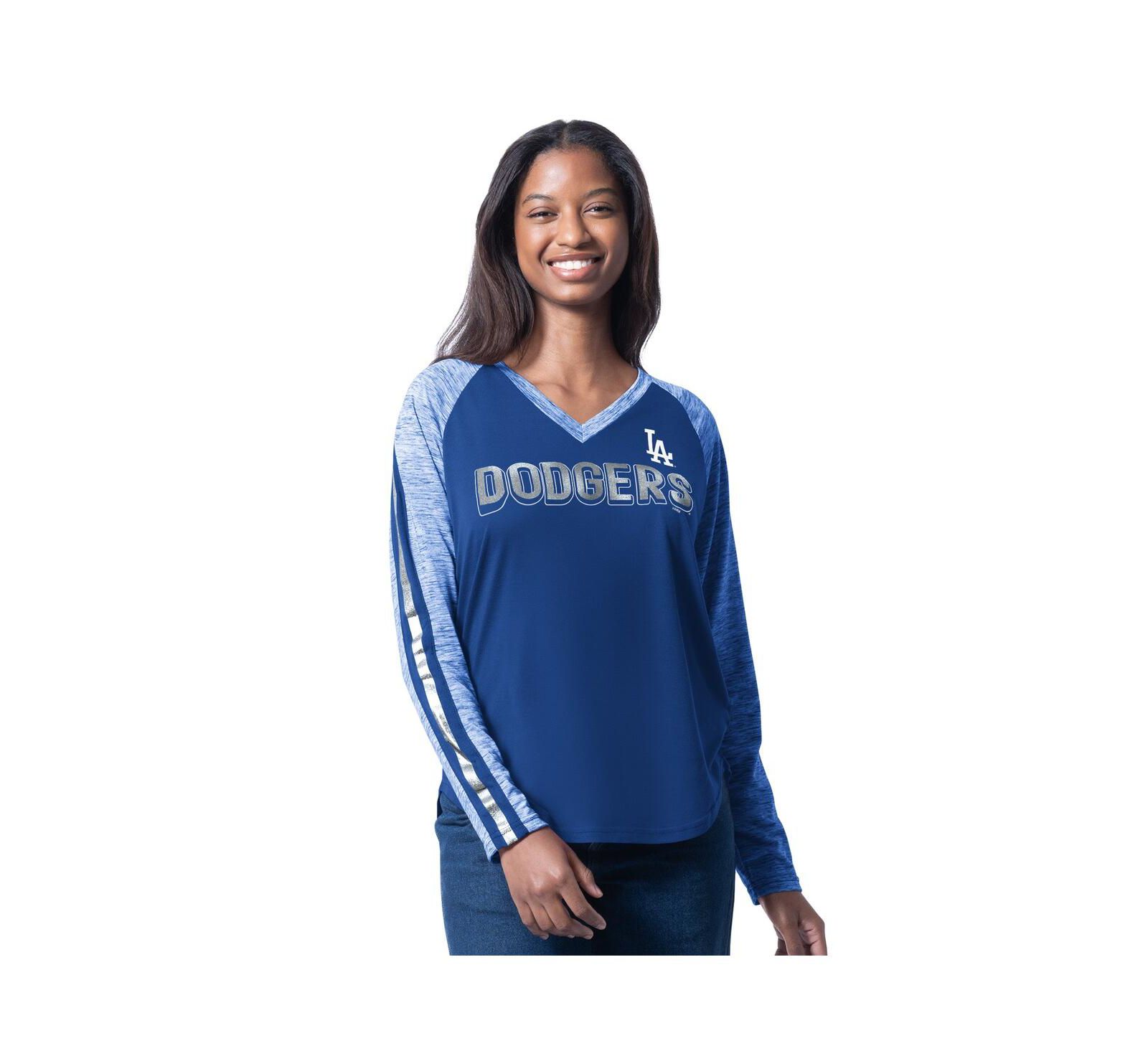 Женская футболка G-III 4Her by Carl Banks Los Angeles Dodgers Raglan с длинным рукавом V-образным вырезом
