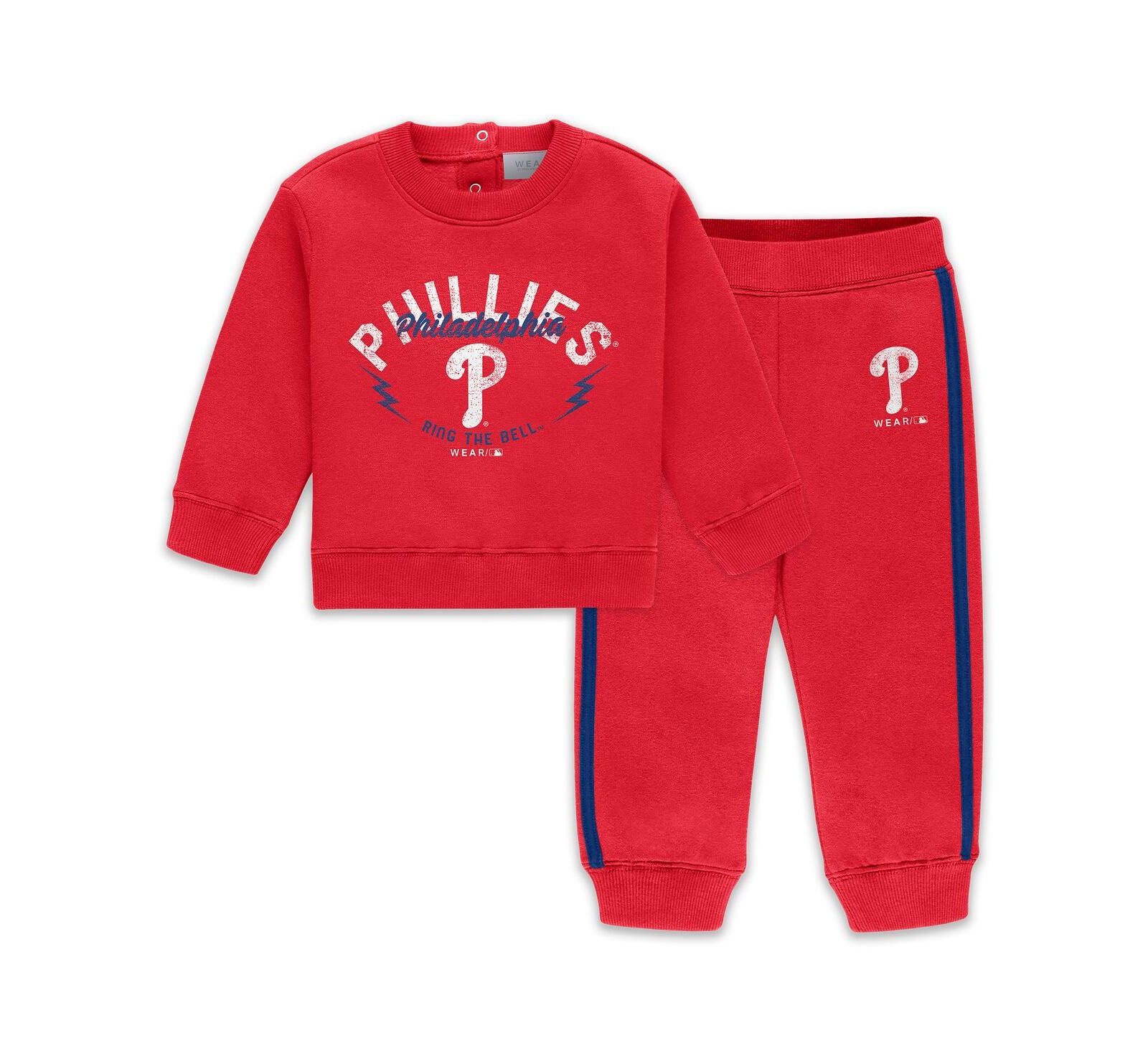 Детский комплект WEAR by Erin Andrews Newborn 2-Piece Red Philadelphia Phillies Fleece Crewneck и брюки