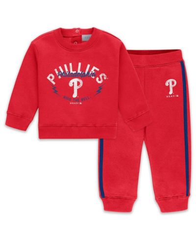 Детский комплект WEAR by Erin Andrews Newborn 2-Piece Red Philadelphia Phillies Fleece Crewneck и брюки