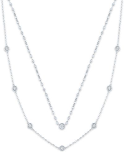 Macy's 2-Pc. Diamond Necklace Set (1/6 ct. t.w.) in 14K Yellow Gold over Sterling Silver (also in Sterling Silver)