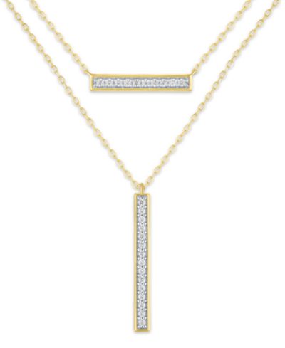 Macy's 2-Pc. Diamond Necklace Set (1/4 ct. t.w.) in 14K Yellow Gold Over Sterling Silver