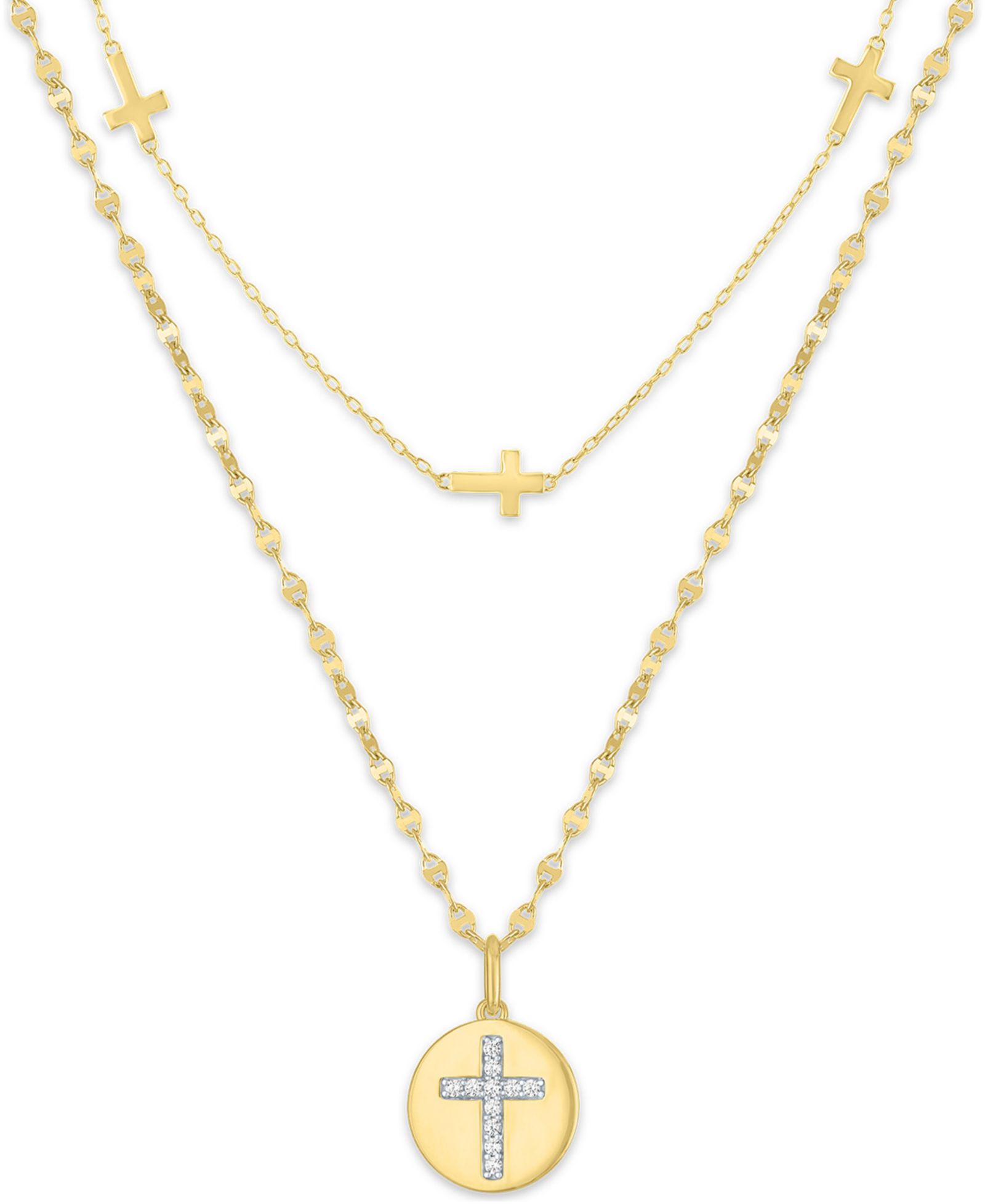 Набор ожерелий с бриллиантами Macy's 2-Pc. 1/10 ct. t.w. в 14K Yellow Gold Over Sterling Silver