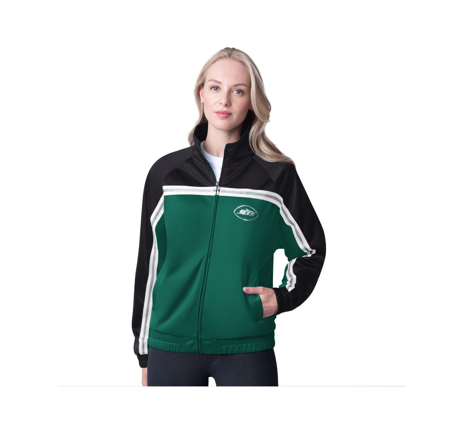 G-III 4Her by Carl Banks Women's Green New York Jets Post Game Full-Zip Track Jacket
