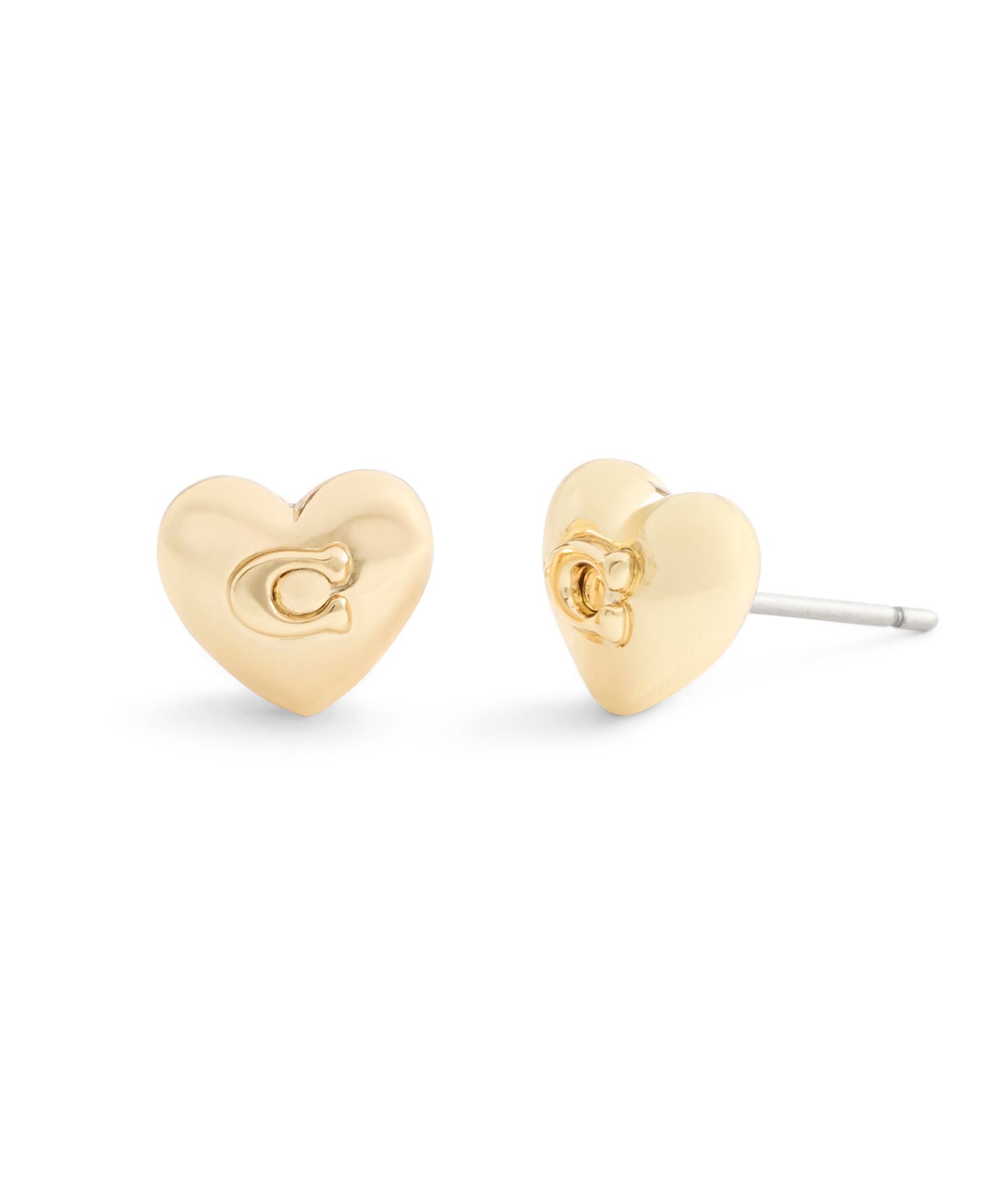 COACH Gold Plated Heart Stud Earrings