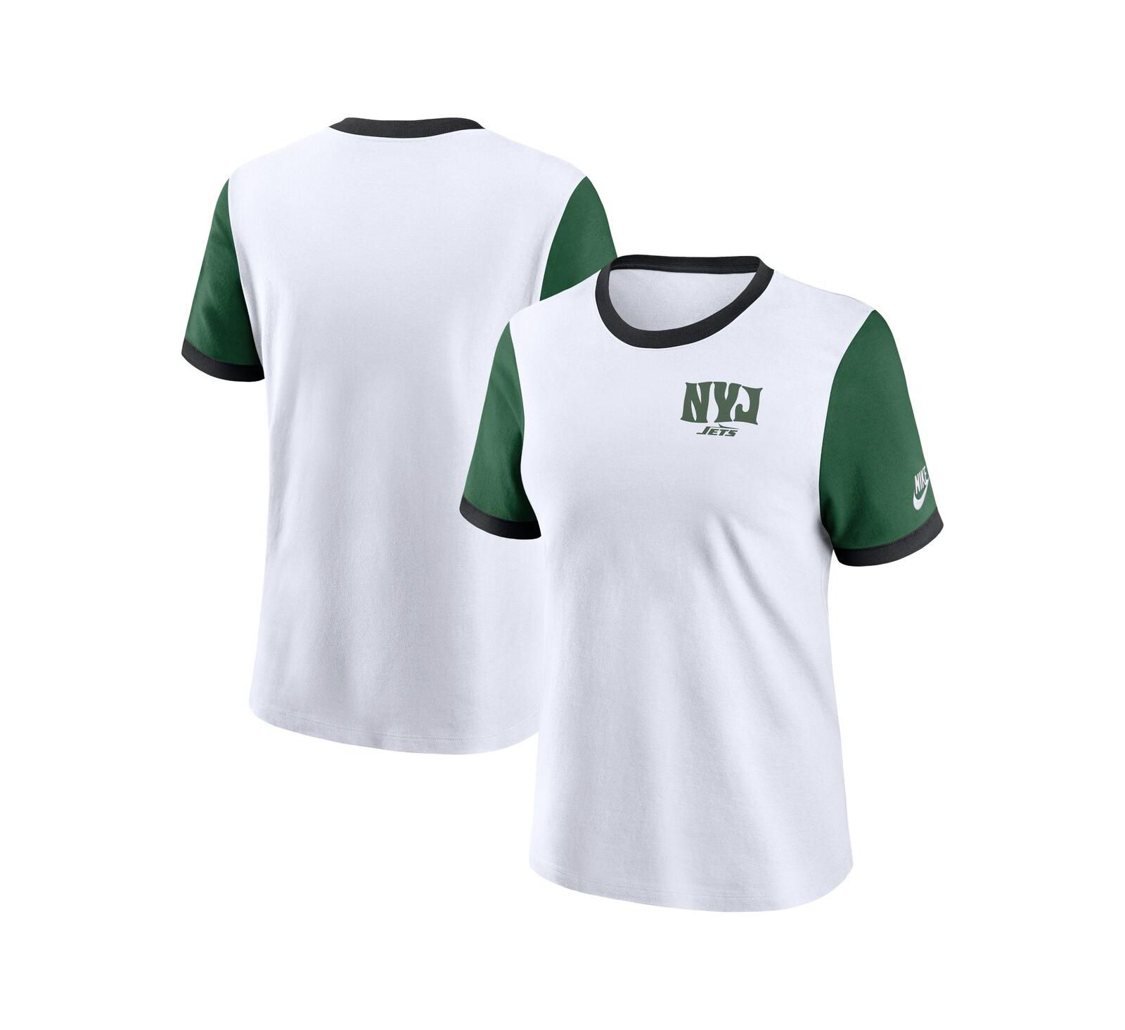 Nike Women's White/Green New York Jets Rewind Ringer T-Shirt