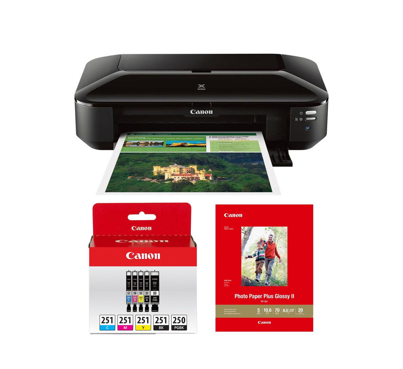 Canon PIXMA iX6820 with Wireless Connectivity, Color Ink Bundle, Photo Paper, Inkjet Business Printer