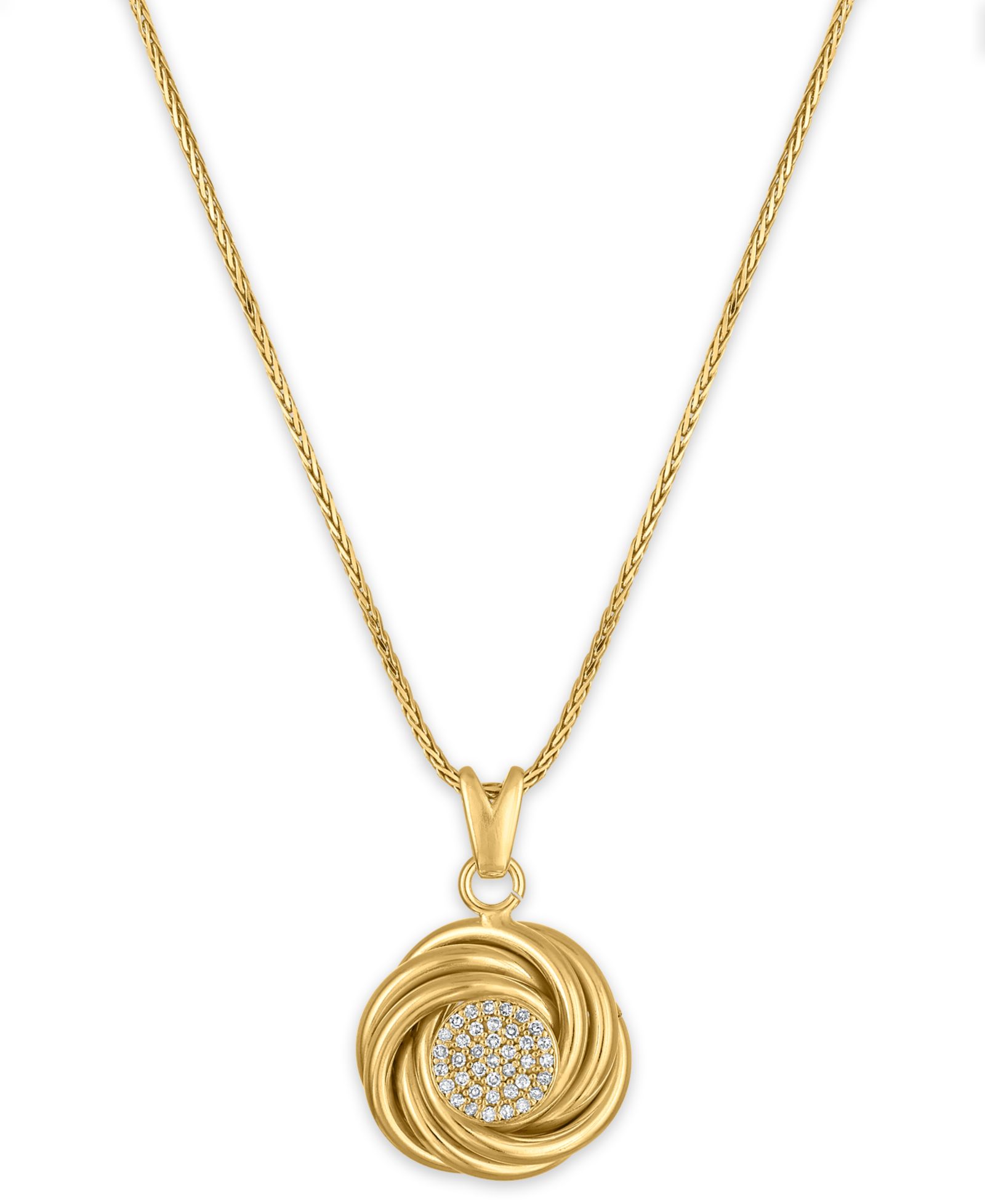 Подвеска Diamond Love Knot в 14k Gold поверх Sterling Silver (1/5 ct. t.w.)