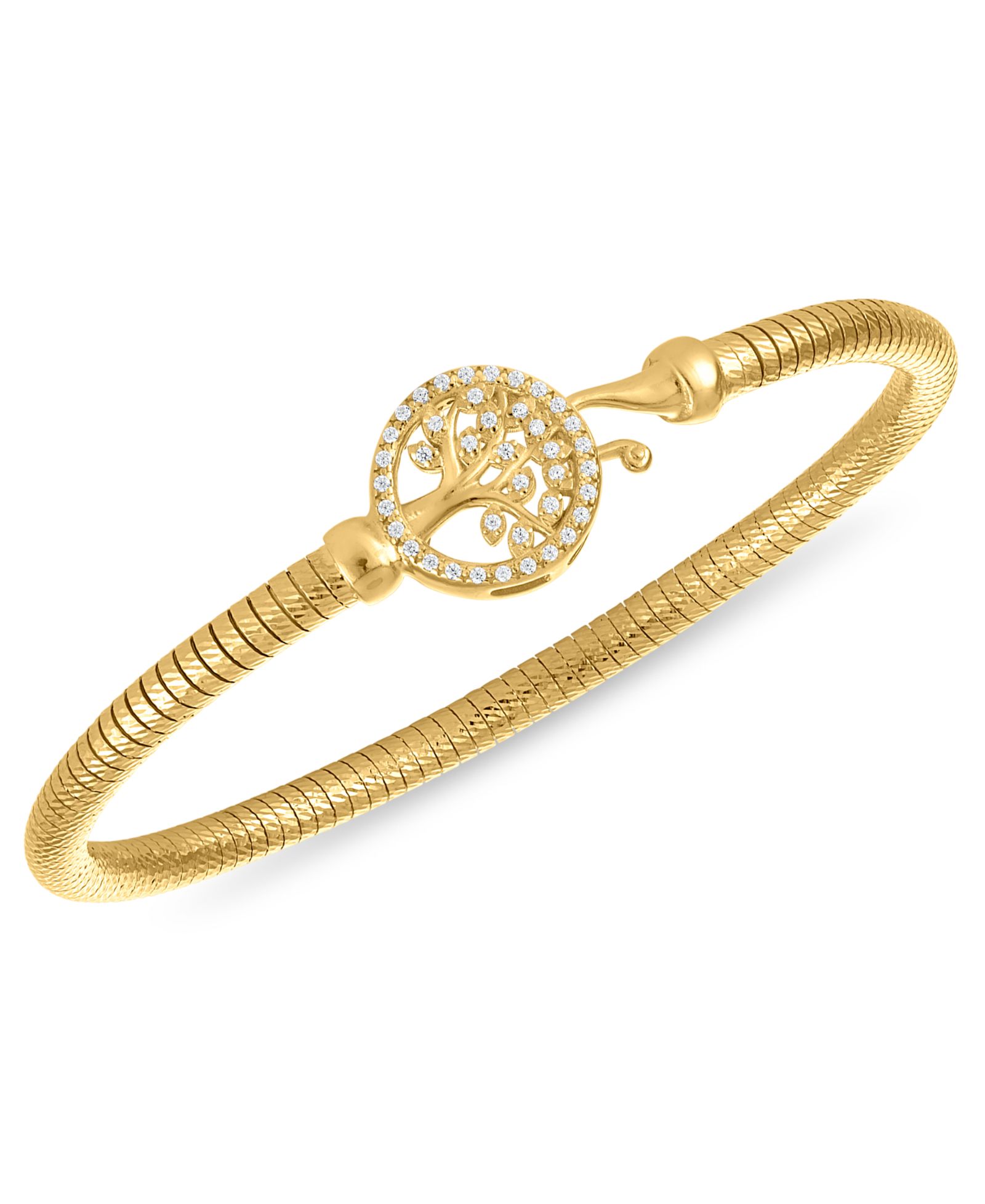 Браслет-бэнгл Diamond Tree Of Life из золота 14k и стерлингового серебра